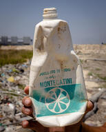 Plastic Waste on Beach near Brindisi
